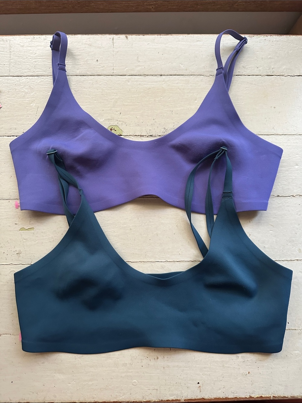 Free People Seamless Bralette Duo in Purple and Teal